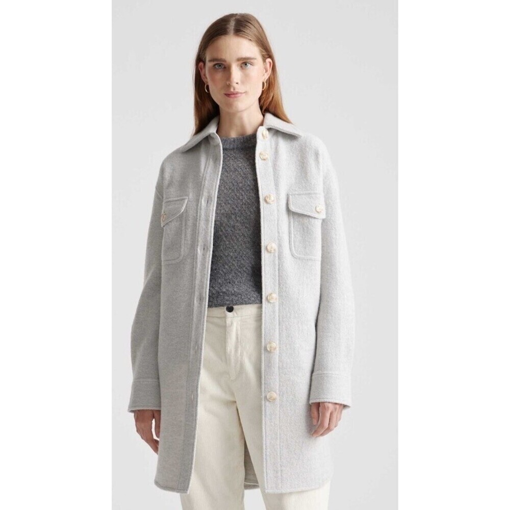 Aritzia Wilfred Free Ganna Merino Wool shirt jacket shacket Gray Coat Small S